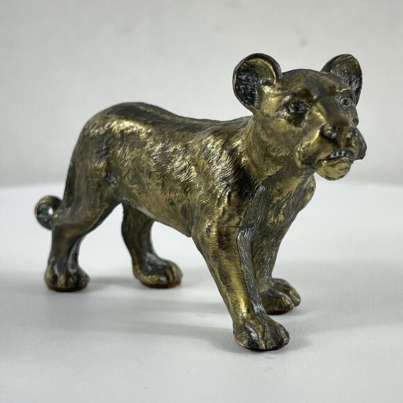 Bronze Young Lion Statue (Small) - Animal Art Sculpture Figurine 3.5 Inches - Picture 1 of 10